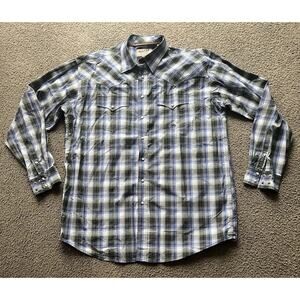 Miller Ranch Shirt Mens XXL Green Plaid Pearl Snap Western Cowboy Cinch Cotton